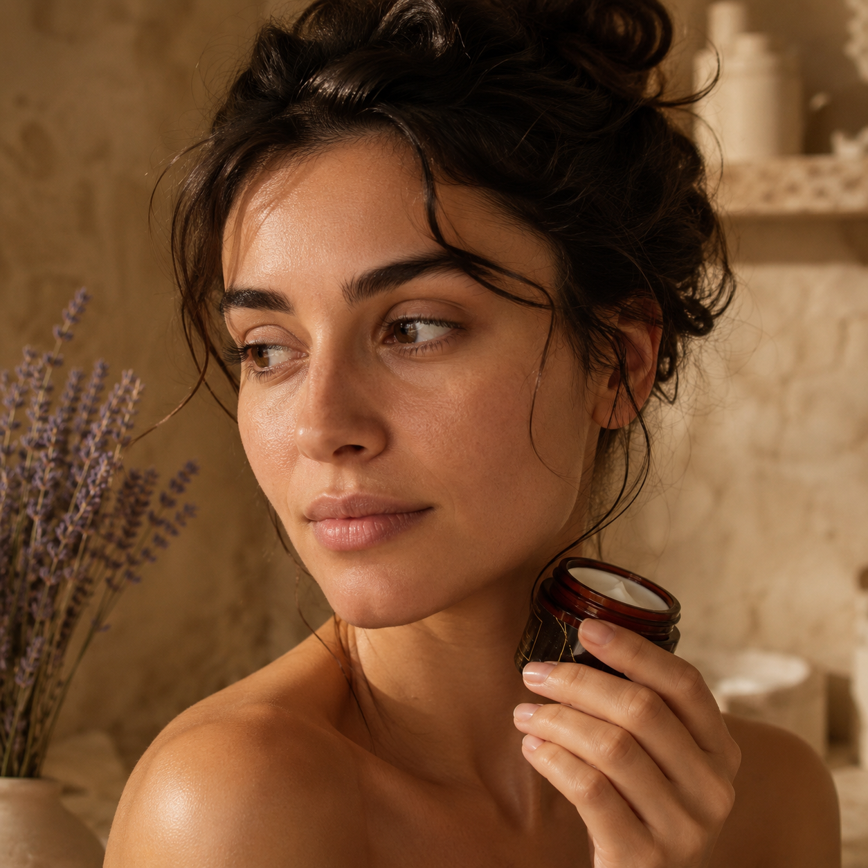 Before Body & Face Moisturizer ritual — dull, tired skin